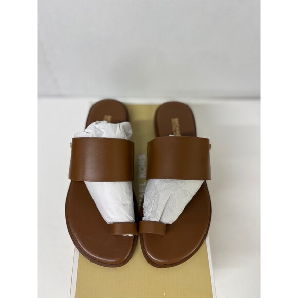 Michael Kors Women's August Brown Slide Flat Toe Ring Sandals Faux Leather Sz 5M - Picture 5 of 6